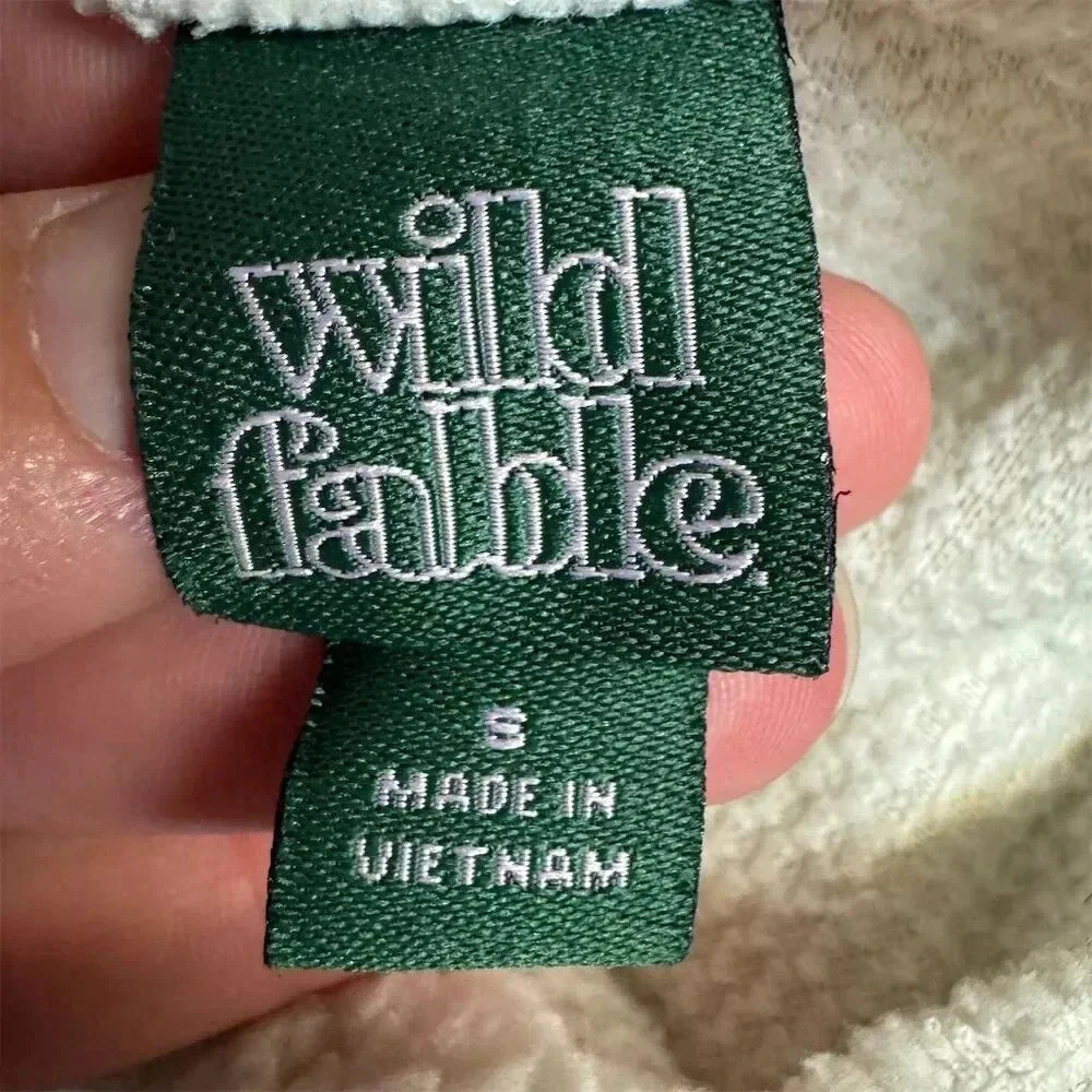 Wild Fable Women's Cropped Sherpa Hoodie White Size S Casual Fall - Picture 3 of 4